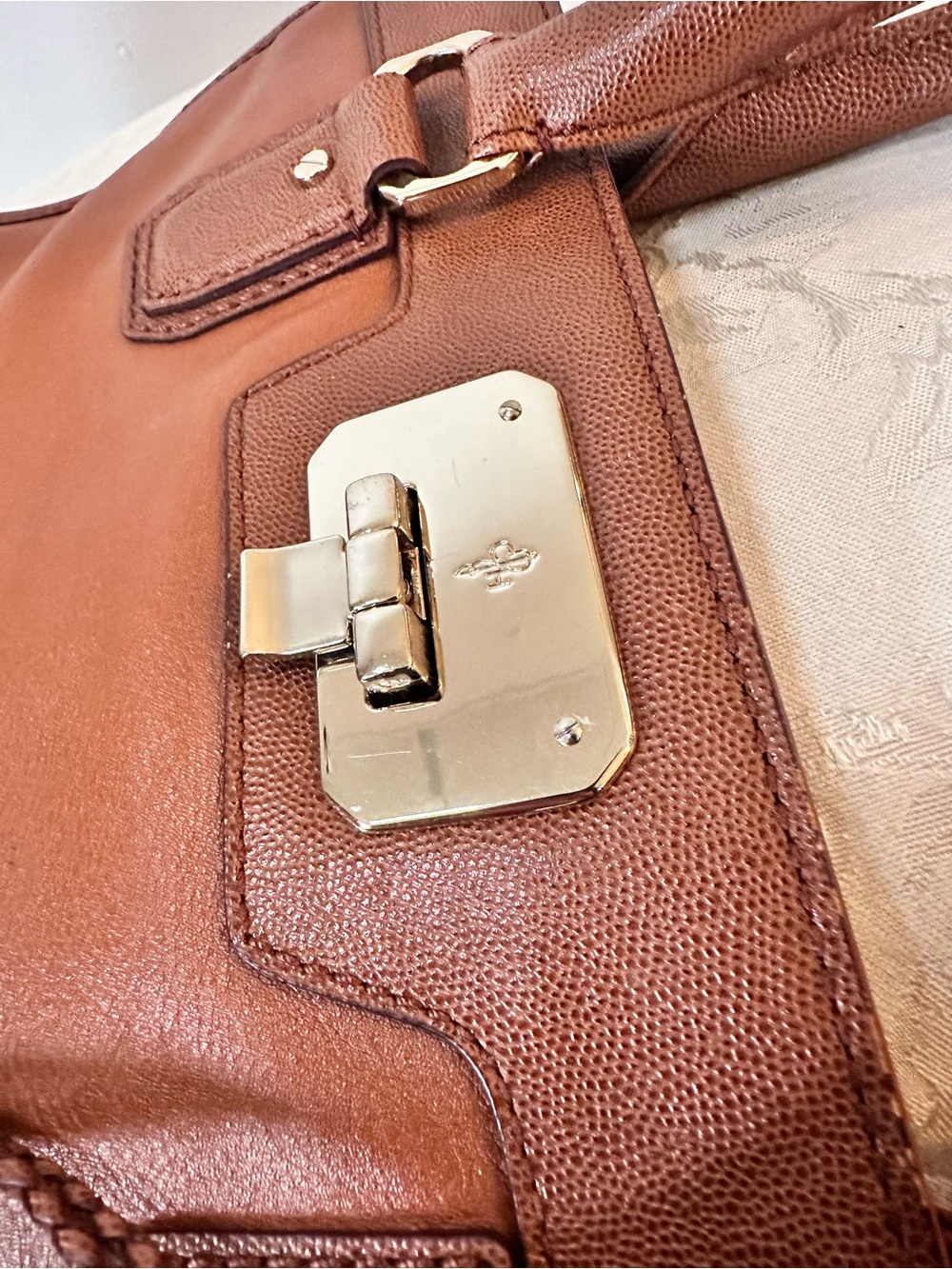 Cole Haan Designer Leather Tote Bag in Cognac - Picture 7 of 16
